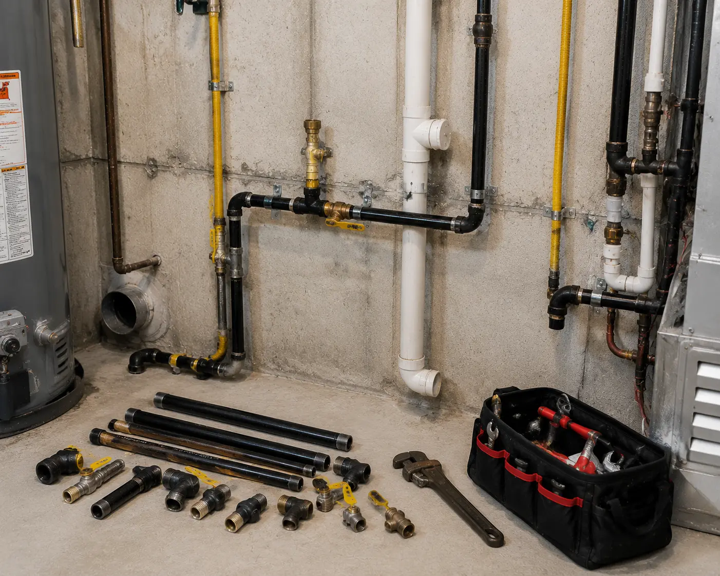 Residential gas pipe replacement setup