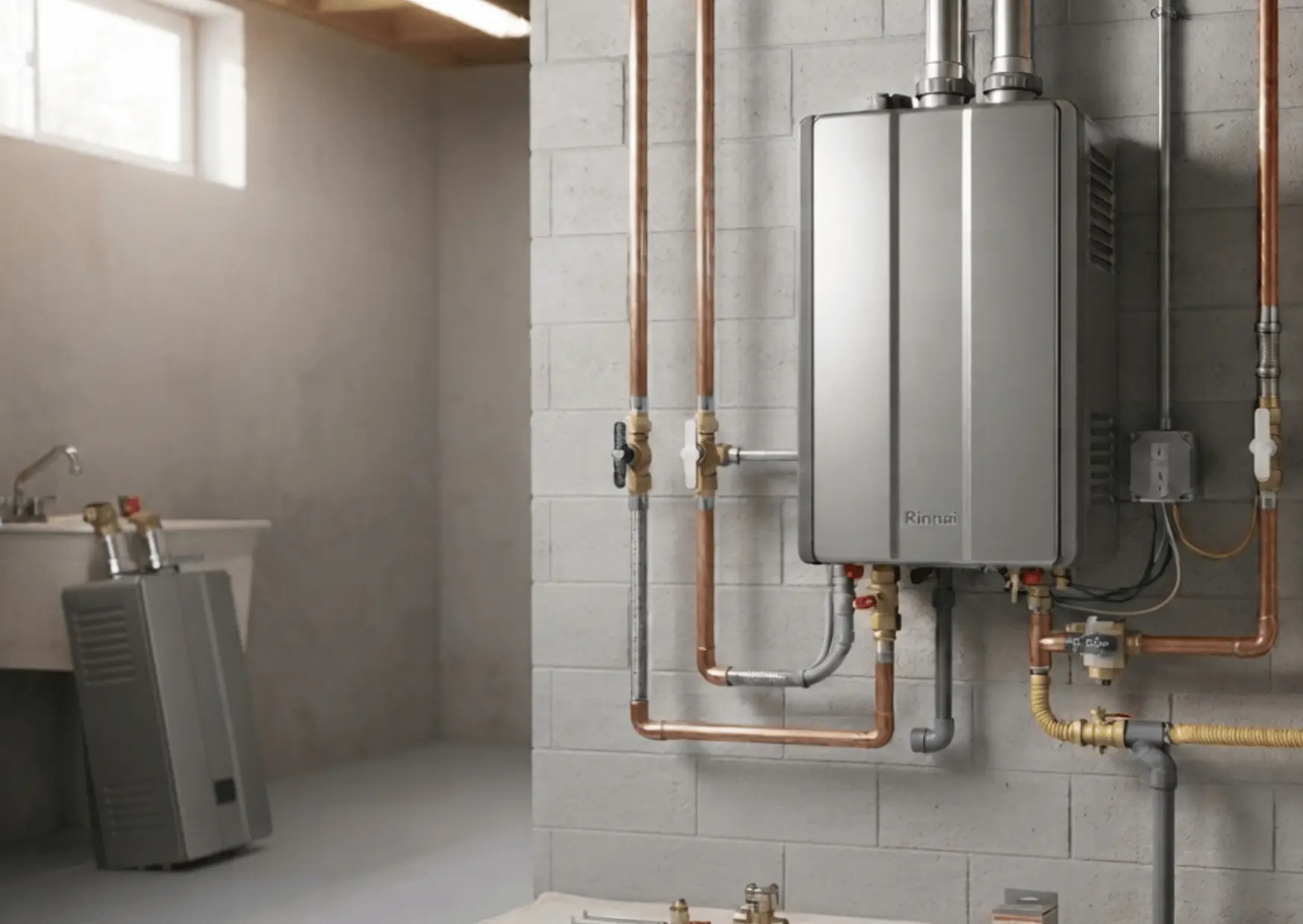 New wall mounted tankless water heater installation