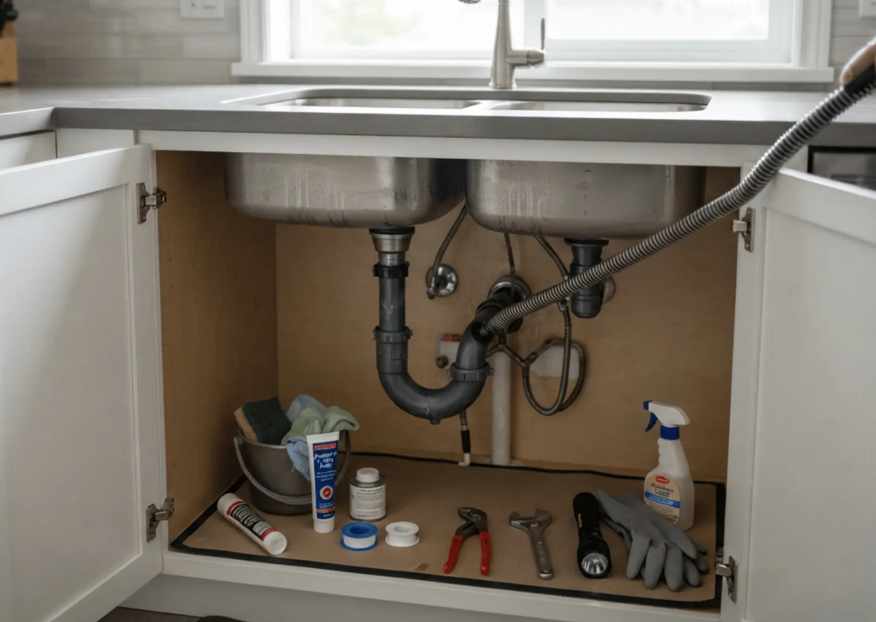 Kitchen sink drain cleaning cable